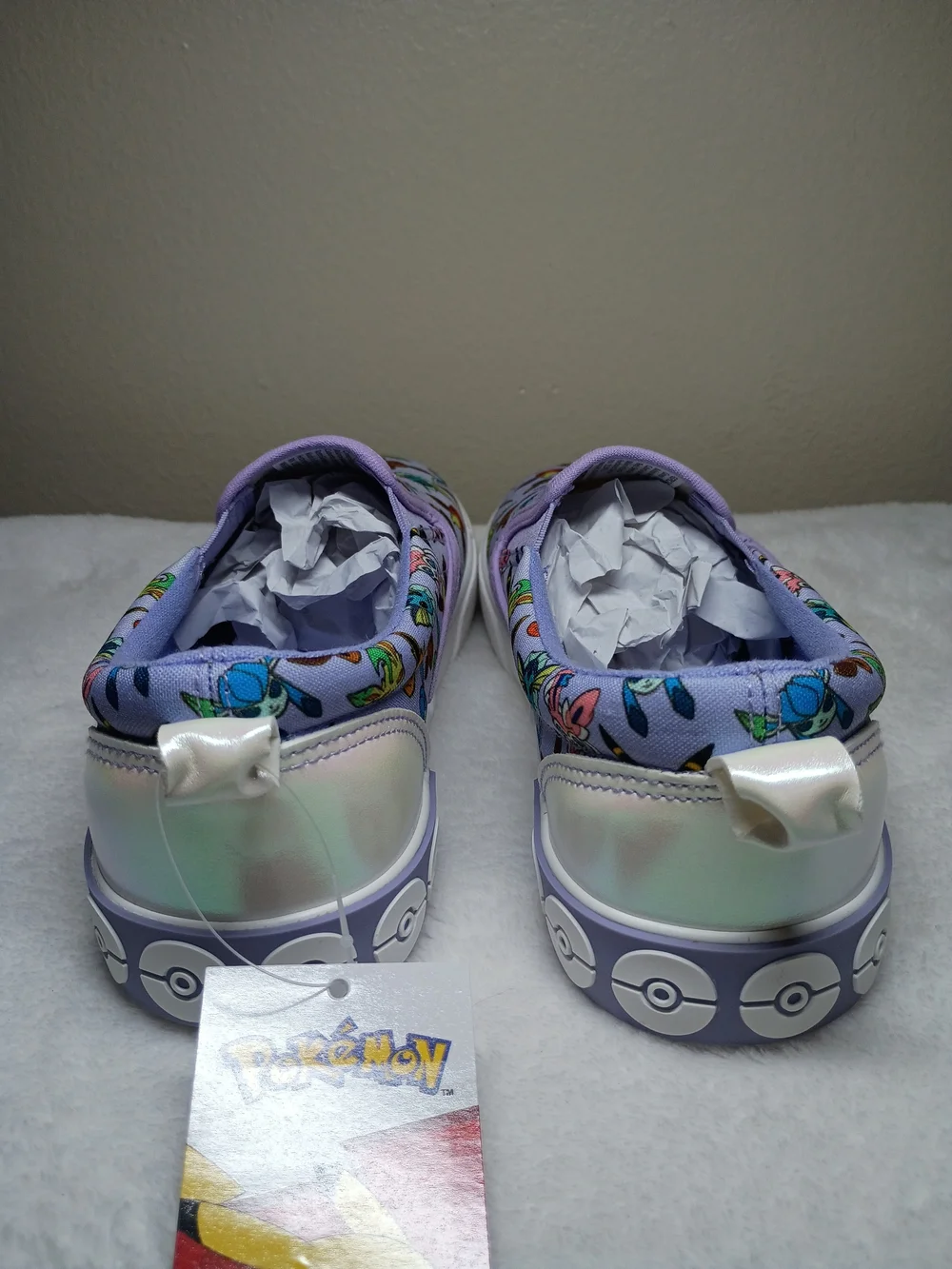 Pokemon Kids Slip-On Sneakers Lavender Multicolor Eevee Evolutions